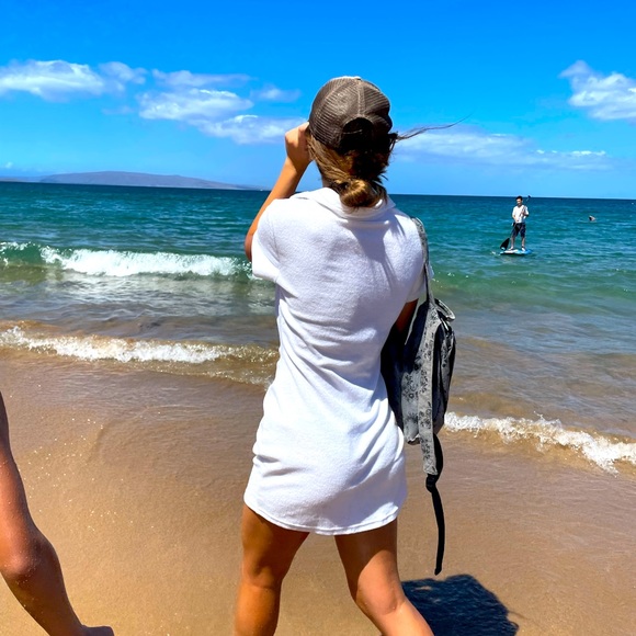 Y2K White Terry Towel Dress Cover-Up! - Picture 2 of 4